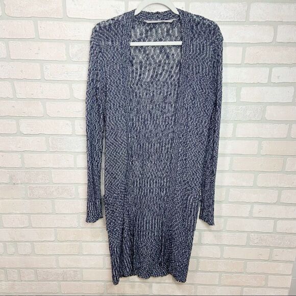 Athleta Long Crochet Knit Open Front Cardigan O6 - Picture 1 of 7